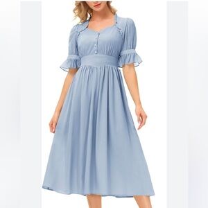 Elegant Blue Midi Dress